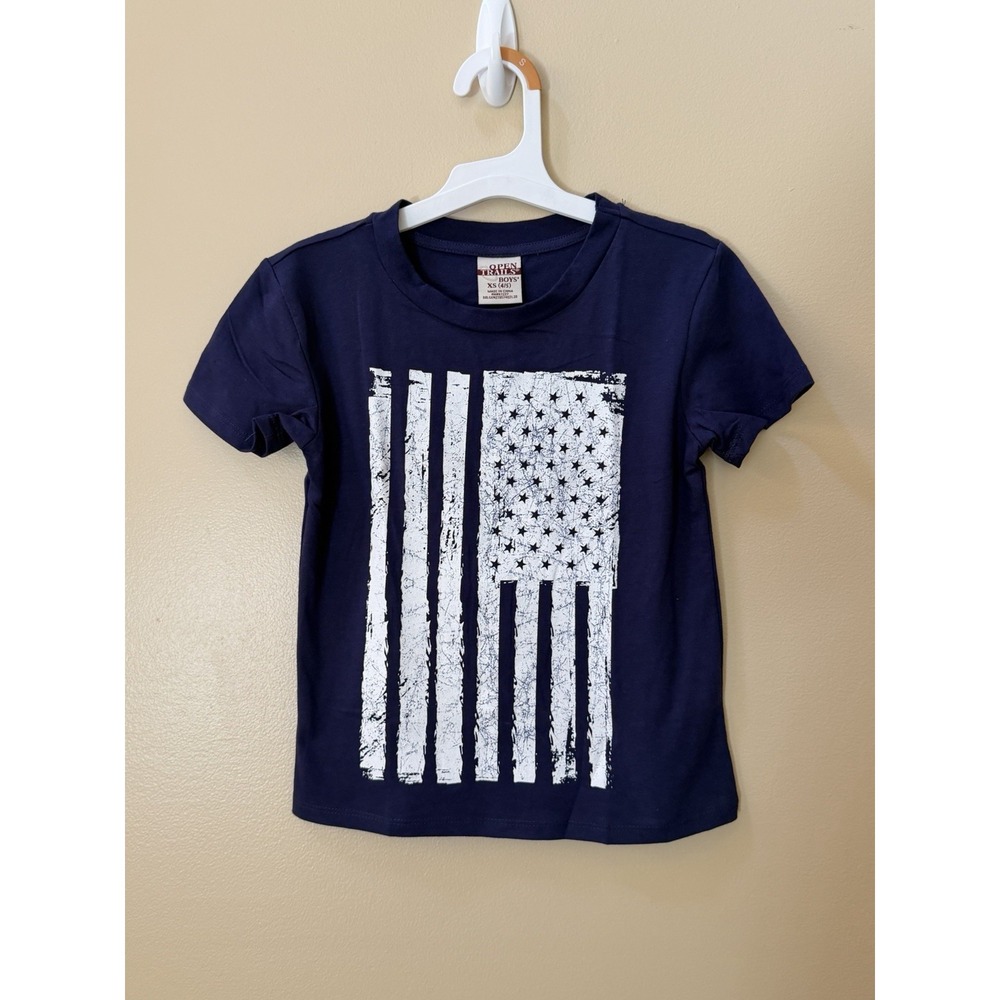 Swiggles Boy's Navy Blue with A Distressed Vertical American Flag Sz XS NWOT